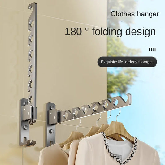 Adjustable Wall-Mounted Clothes Drying Rack - Collapsible Large Capacity Coat and Clothing Organizer with High Load-Bearing Design