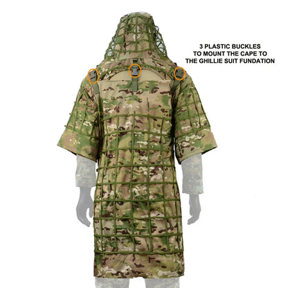 Ghillie Suit Tactical Sniper Coat – Viper Hood Camouflage Clothing for Airsoft, Paintball & Hunting, Ripstop Fabric