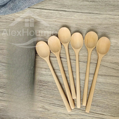 6-Piece Bamboo Wooden Spoon Set – 9” Korean Style Natural Wood Spoons for Soup, Cooking & Mixing