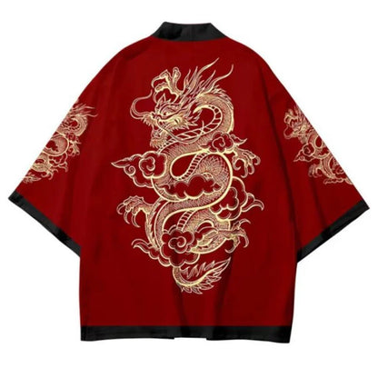 Anime Dragon Print Haori Kimono - Summer Cosplay Yukata Cardigan for Men & Women