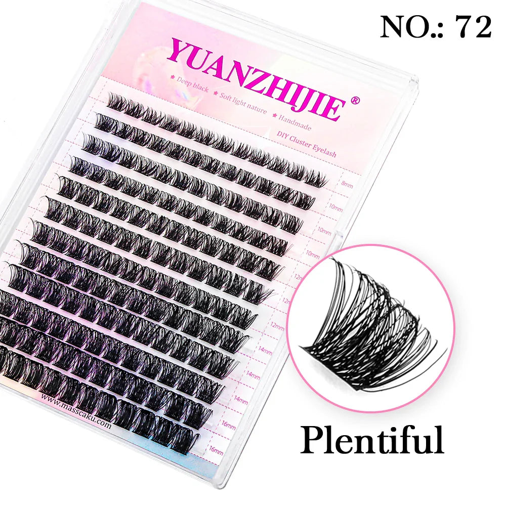 DIY 144 Cluster Lashes – Natural C/D Curl Individual Mink Eyelashes, Free Shipping, Home Makeup Supplies