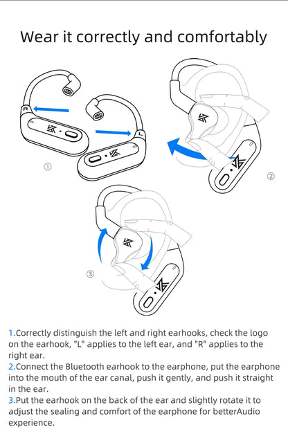 KZ AZ09 HD Bluetooth Earphones – Wireless HIFI Ear Hook Headset with Charging Case, Compatible with KZ EDXPRO ZSNPRO ZS10PRO