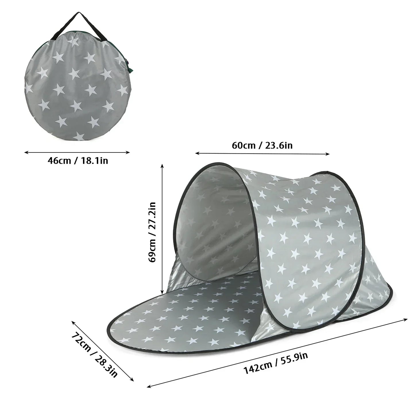 Enjoy the Sun Safely with UV-Proof Beach Tent - Automatic Instant Pop-Up Sunshelter for Baby and Kid, Portable Water-Resistant Camping Sun Shelter
