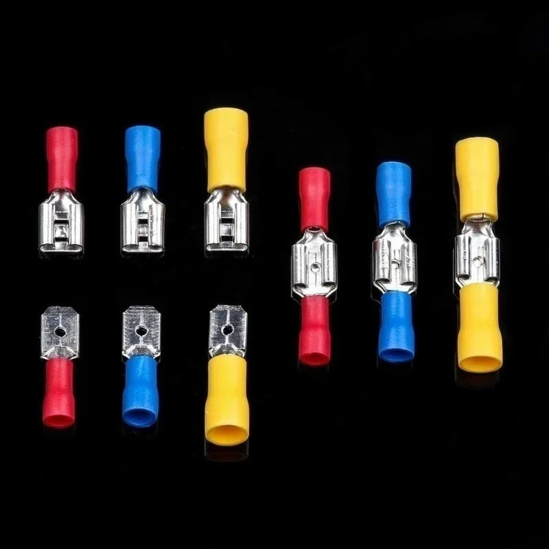 102/280/300/480PCS Assorted Wire Connector Kit – Insulated Male & Female Spade Crimp Terminals for Electrical Wiring Repairs