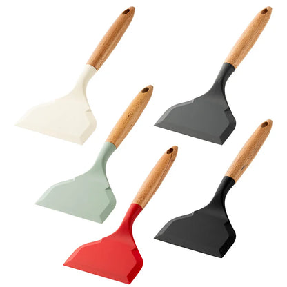 Non-Stick Silicone Spatula - Wide Kitchen Scraper for Cooking Beef, Meat, Eggs, Pizza - Kitchenware Cooking Utensils