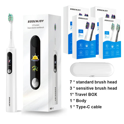 SOOENJOY Sonic Electric Toothbrush NB-1 — Smart LCD Display, DIY Mode, Automatic Teeth Cleaner for Adults