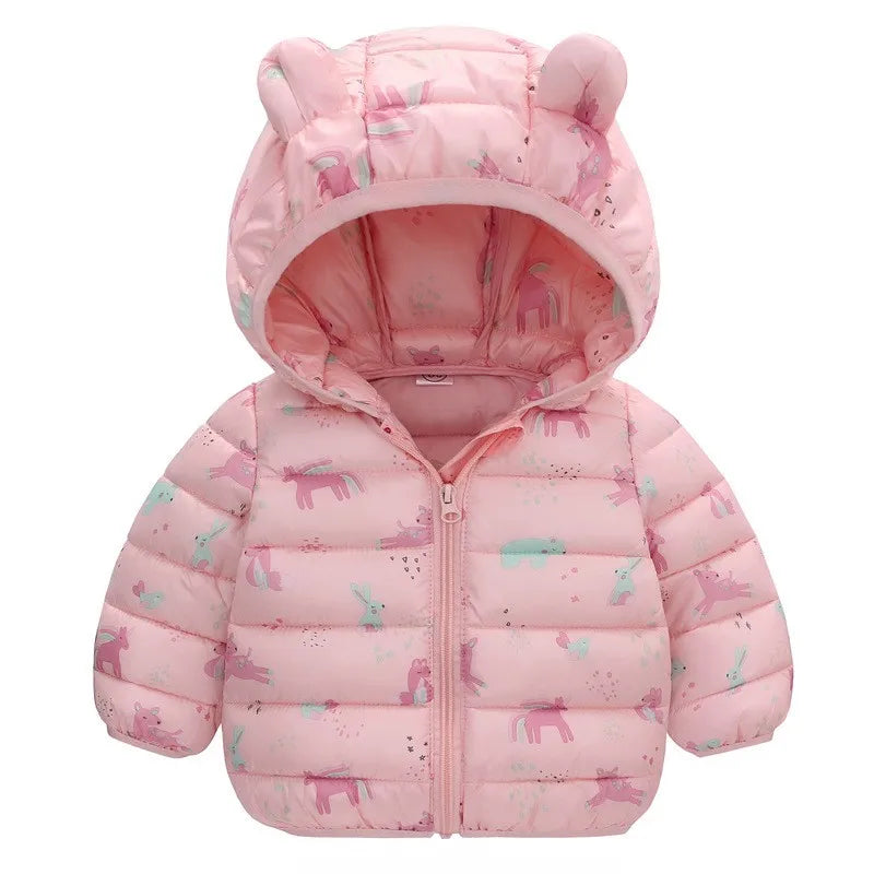 Baby Lightweight Hooded Down Jacket – Warm Zipper Coat for Boys & Girls (0-5 Years), Winter Outerwear Gift