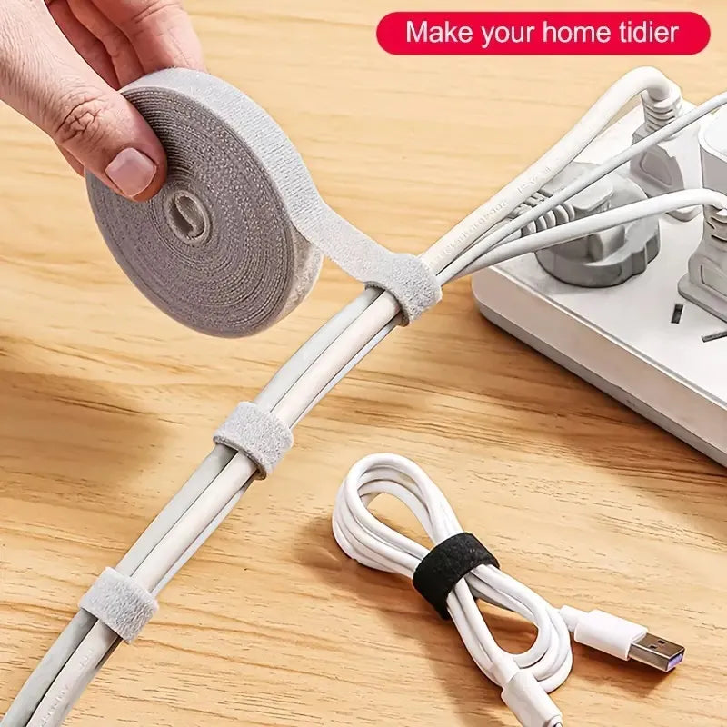 5m Self-Adhesive Reusable Cable Tie Wire Straps Tape - DIY Accessories for Organization and Management