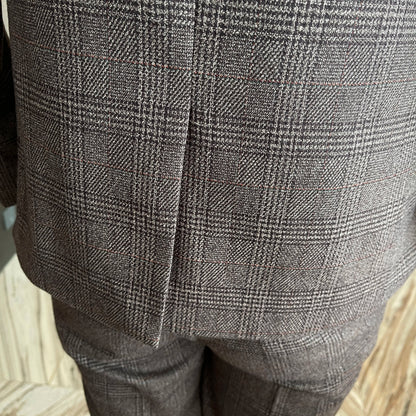 Men’s British Korean Plaid Three-Piece Suit – Stylish Business Casual Set with Blazer, Vest & Trousers
