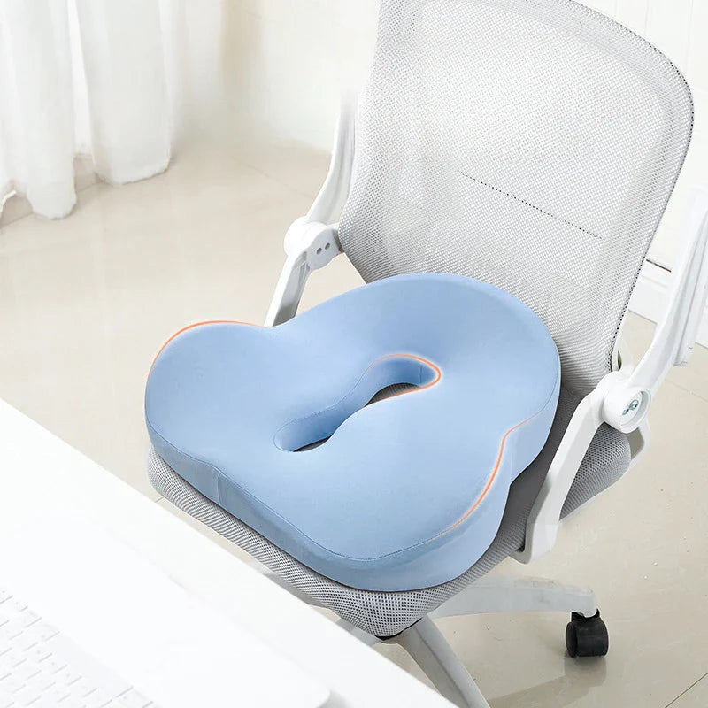 Memory Foam Non-Slip Seat Cushion - Hip Pain Relief, Massage Pad for Office Chair & Car Seat, Coccyx Tailbone Cushion