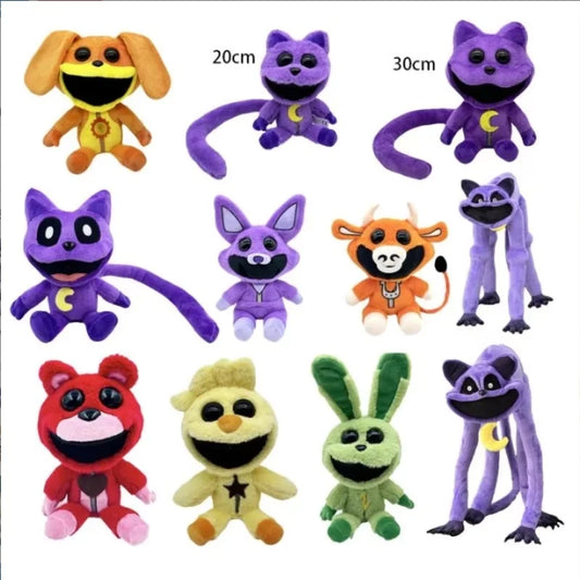 Smiling Animal Anime Plush Toy – Horror Cat Doll, Soft Cartoon Plush for Festival Decoration & Gift