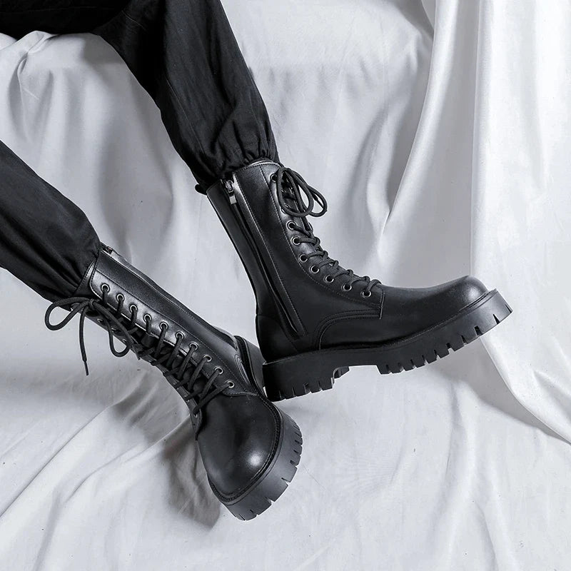 Luxury Brand Men's High Top Boots – Designer Leather Casual, Business & Outdoor Work Boots for Men