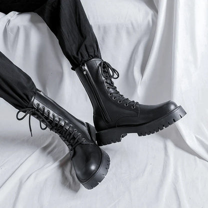 Luxury Brand Men's High Top Boots – Designer Leather Casual, Business & Outdoor Work Boots for Men