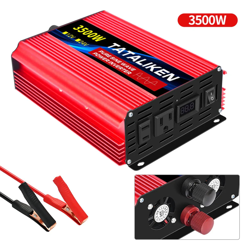 Pure Sine Wave Inverter 5000–10000W – 12V DC to 110V AC Portable Solar & Car Power Converter