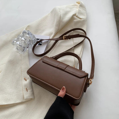 Women's Pu Leather Shoulder Handbag: Fashion Vintage Crossbody Square Satchel - Underarm Bag (Black)