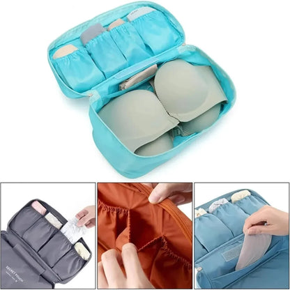 Portable Travel Organizer Bag - Multi-Function Bra Underwear Storage Case and Cosmetic Toiletry Pouch for Outdoor Trips
