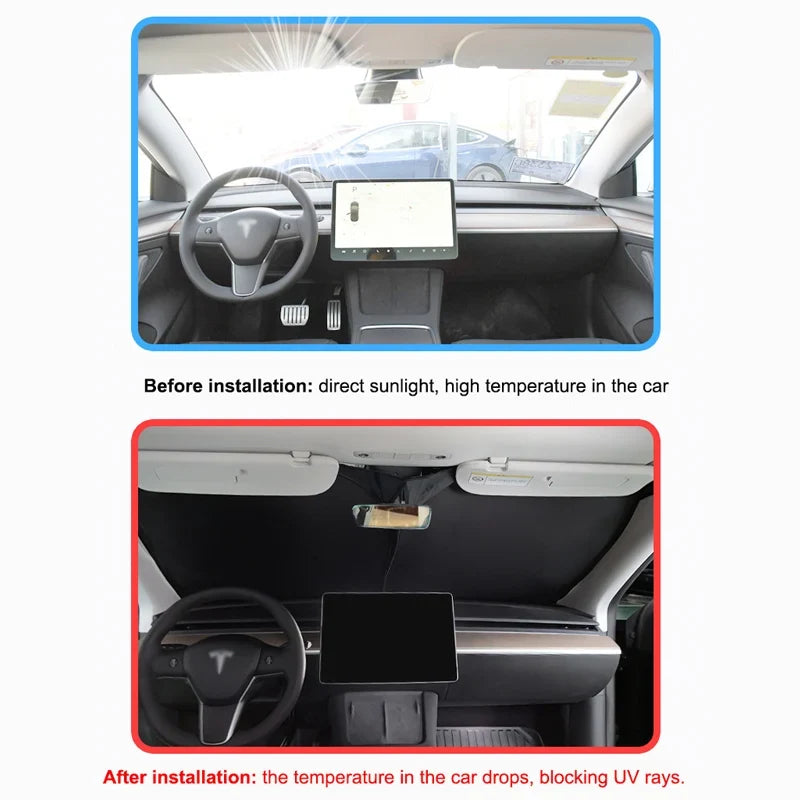 Tesla Model Y 2024 Window Sunshade - Privacy Front & Rear Side Window Shield Cover with UV Protection for Camping & Travel