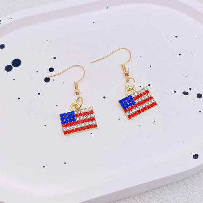 USA Flag Hat Wing Charms Earrings - Patriotic 4th of July Rainbow Flag Dangle Jewelry for Women & Girls