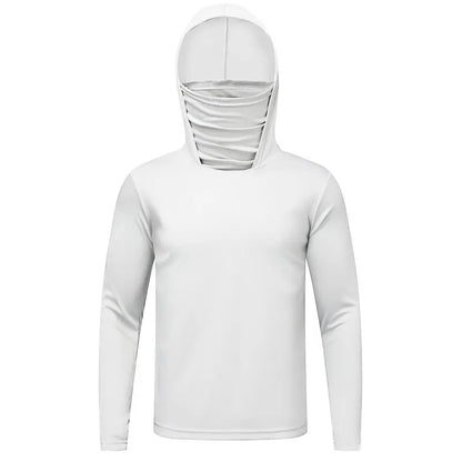 Men's Hooded Sun Protection Shirt - Lightweight Ice Silk Long Sleeve Cooling Pullover for Cycling & Fishing