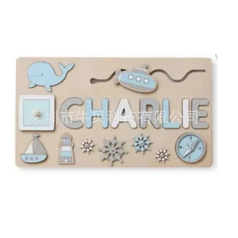 Montessori Personalized Wooden Name Puzzle — Custom Letter Board Educational Toy for Babies