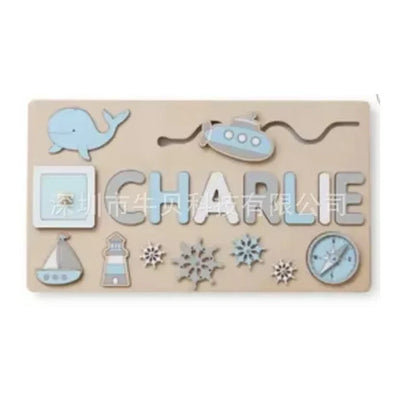 Montessori Personalized Wooden Name Puzzle — Custom Letter Board Educational Toy for Babies