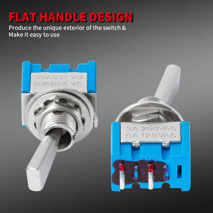 DaierTek 5PCS 2-Pin Mini Toggle Switch – SPST 2-Position ON/OFF Flat Handle Latching Switch for Car & Truck with Solder Terminals