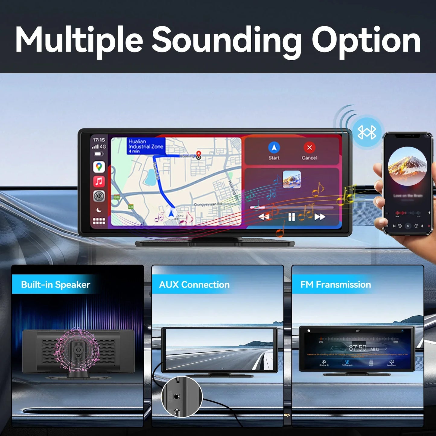Universal Portable CarPlay – Wireless Car Stereo with Android Auto, Touchscreen for Car Screen