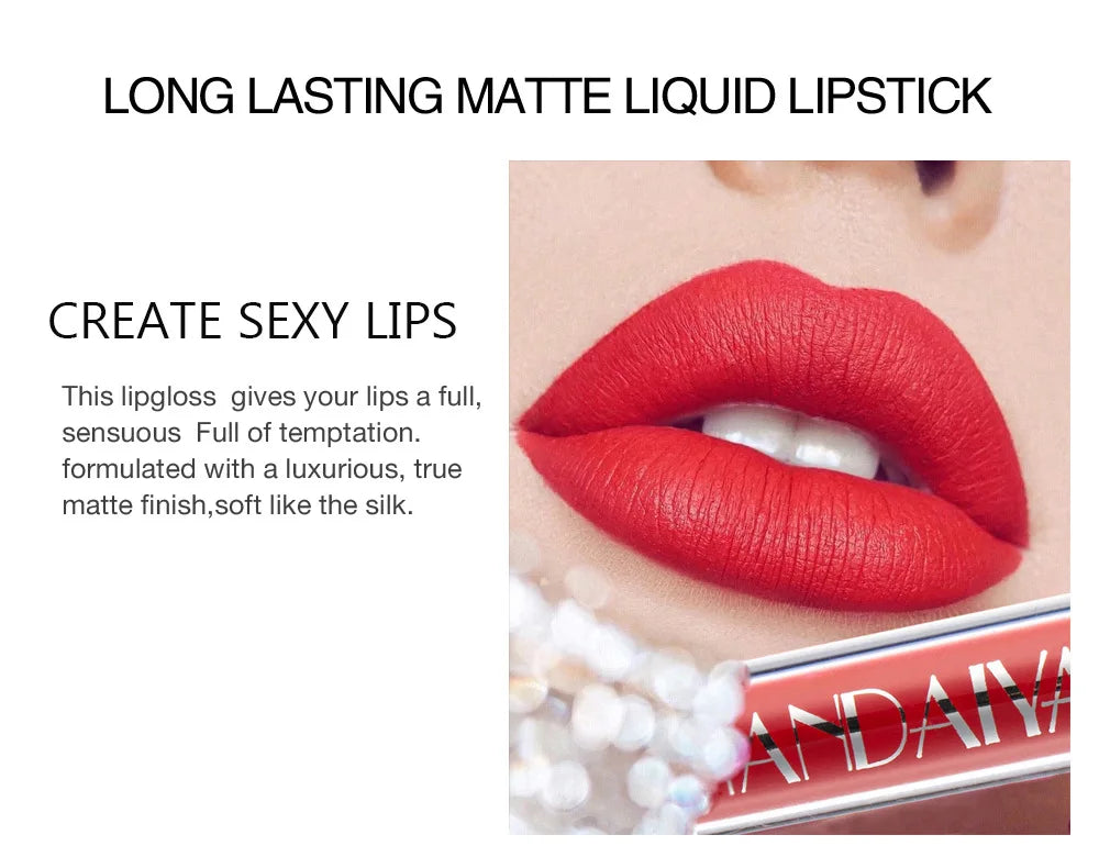 HANDAIYAN 6-Piece Matte Lipstick Set – Waterproof, Long-Lasting, Non-Stick Cup Korean Makeup for Women