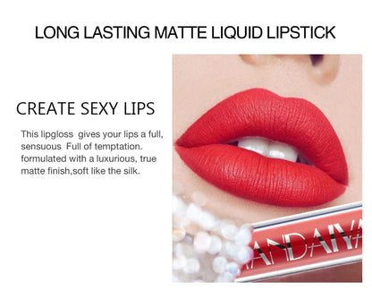 HANDAIYAN 6-Piece Matte Lipstick Set – Waterproof, Long-Lasting, Non-Stick Cup Korean Makeup for Women