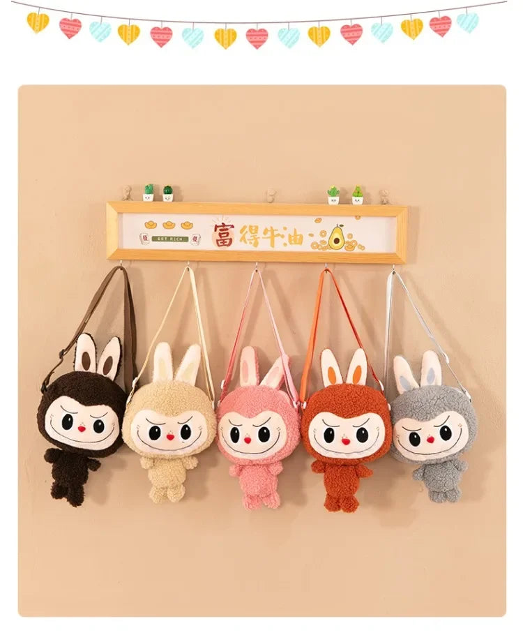 30cm Labubu Cartoon Cute Doll Backpack – Shoulder Crossbody Toy Pouch for Outdoor Travel, Christmas Gift