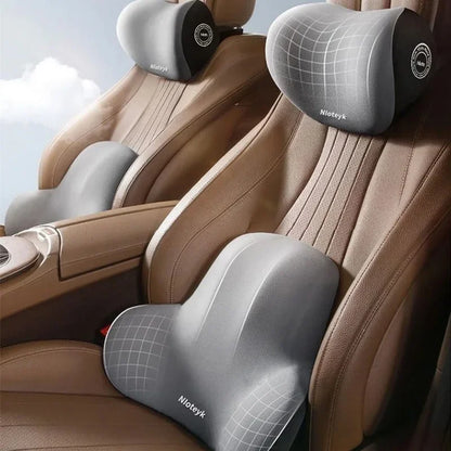 Memory Foam Car Neck & Lumbar Support Cushion – Universal Waist Pillow for Car Seat Comfort & Support