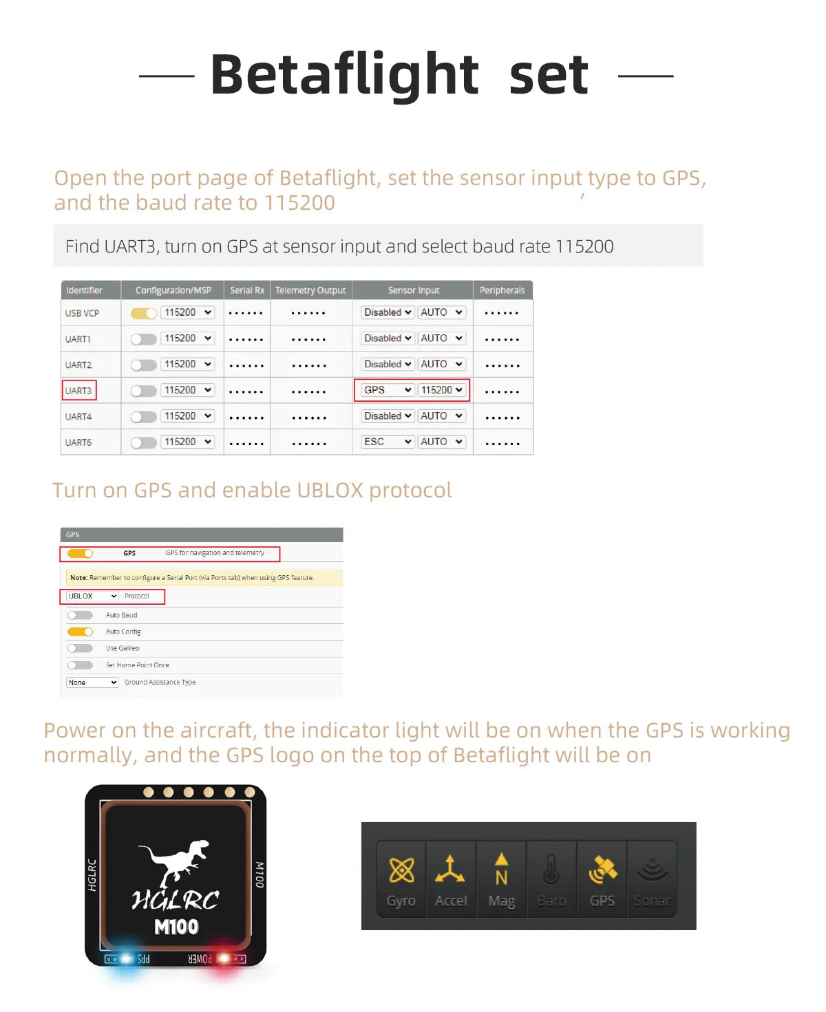 HGLRC M100-5883 M10 GPS Module with Compass – Ceramic Antenna & On-board LEDs, 21x21mm for RC Airplane FPV Long Range
