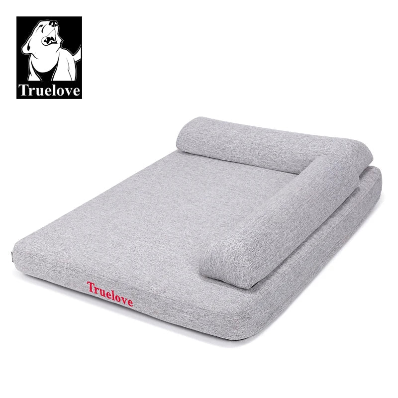 TRUELOVE Memory Foam Pet Bed - Soft Linen Fabric Dog & Cat Bed with Pillow, Removable Washable Cover TLX1211