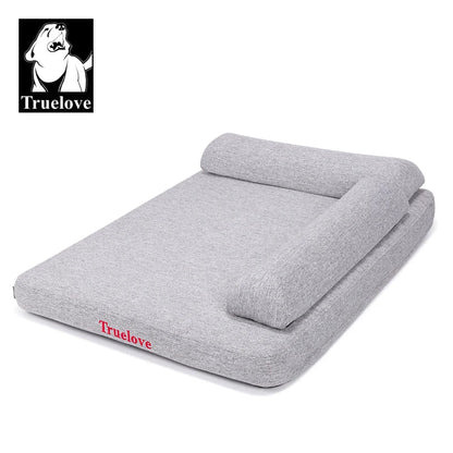 TRUELOVE Memory Foam Pet Bed - Soft Linen Fabric Dog & Cat Bed with Pillow, Removable Washable Cover TLX1211