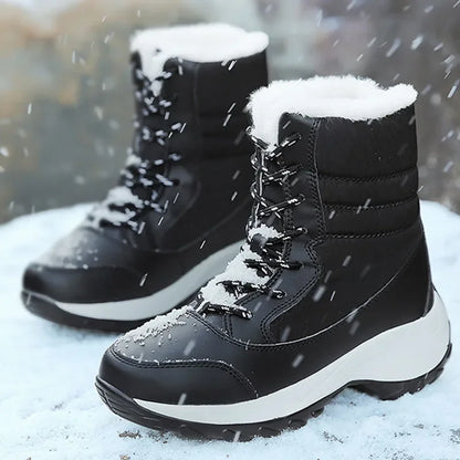 Women’s Snow Boots — Non-Slip Waterproof Fur-Lined Platform Ankle & Thigh-High Winter Boots with Wedges