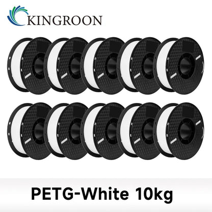 KINGROON 10KG PLA/ABS/PETG Filament 1.75mm – 10 Rolls Black, White, Gray for 3D Printing