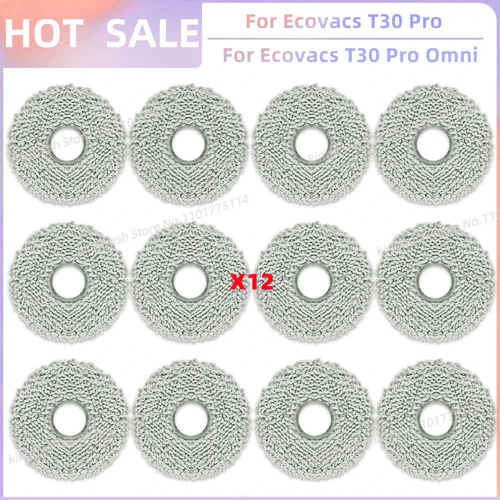 Replacement Parts for Ecovacs T30 Pro Omni & YEEDI M12 Ultra Plus – Main Roller, Side Brush, Filter, Dust Bag, Mop Cloth