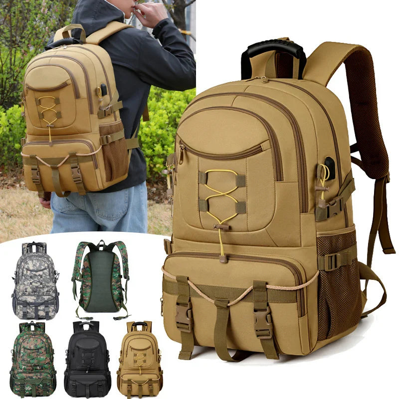 USB Tactical Climbing Backpack – Large Capacity Outdoor Travel, Camping & Laptop Rucksack for Men