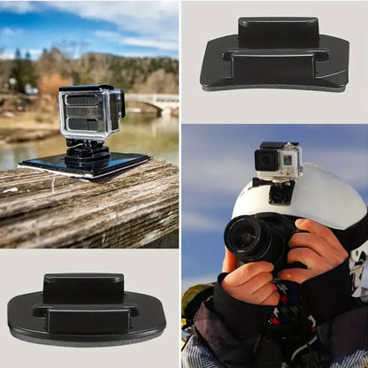 Helmet Adhesive Mount Kit for GoPro, Insta360, DJI – Flat & Curved Mounts with Adjustable Pivot Arm