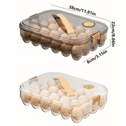 24 Grid Transparent Egg Storage Box - Food Grade Refrigerator Container with Lid for Space Saving Fresh Egg Organization