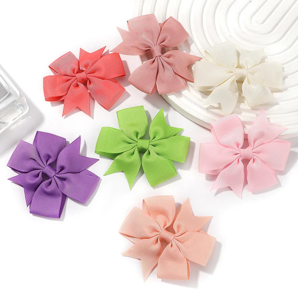 20/40PCS Sweet Candy Color Bow Hair Clip Set – Cute Ribbon Hairpins for Baby Girls & Kids Hair Accessories Gift