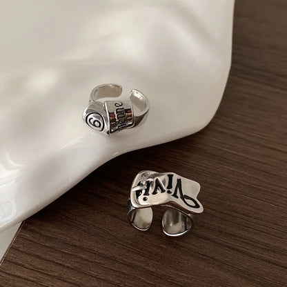 Personalized Girls' Open Ring – Retro Y2K English Letter Jewelry Accessory, 1/2pcs Party Gift