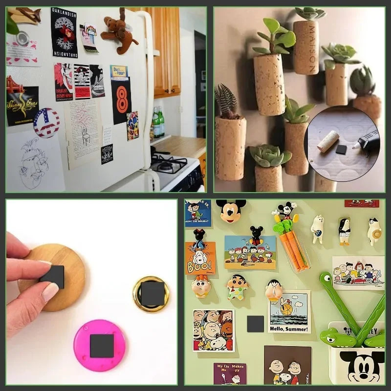 100/50PCS Self-Adhesive Square Magnetic Sheets - Flexible Soft Magnets for Refrigerator and Office Use