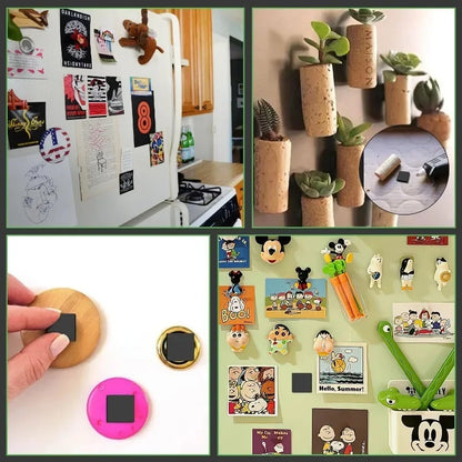 100/50PCS Self-Adhesive Square Magnetic Sheets - Flexible Soft Magnets for Refrigerator and Office Use