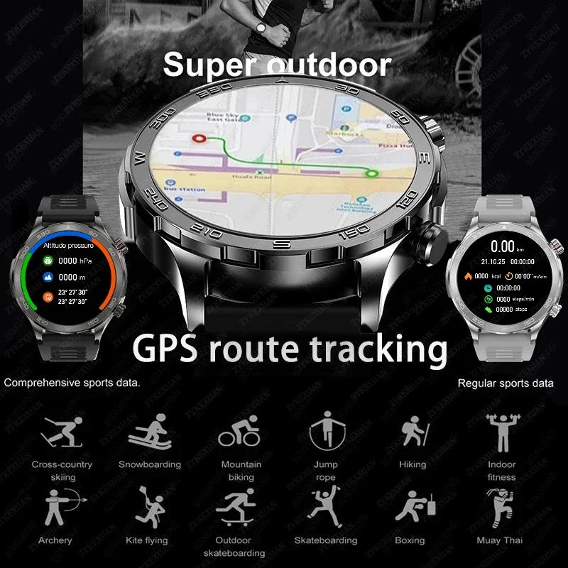 2025 New Bluetooth Call Smartwatch for Men – Huawei Compatible, AMOLED HD Large Screen, Heart Rate, NFC, IP68 Waterproof, GPS Sports Watch