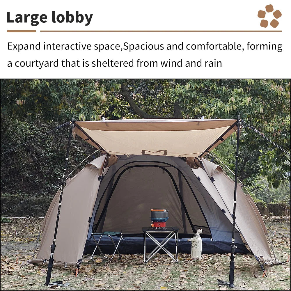 Fireproof Hot Tent for 2 People – Waterproof Extend Dome with Stove Jack & Snow Skirt, 4-Season Camping, Hiking, Hunting Winter Shelter