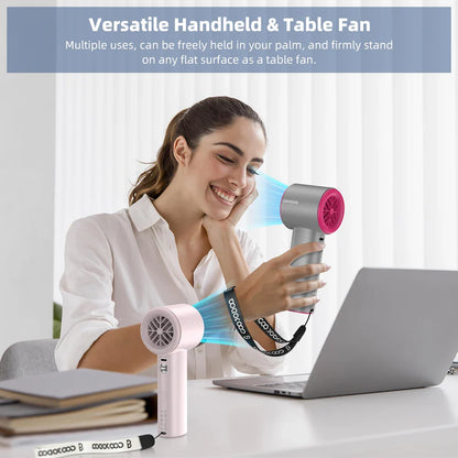 Mini Rechargeable Handheld Fan — Strong Wind with 100-Speed Digital Display