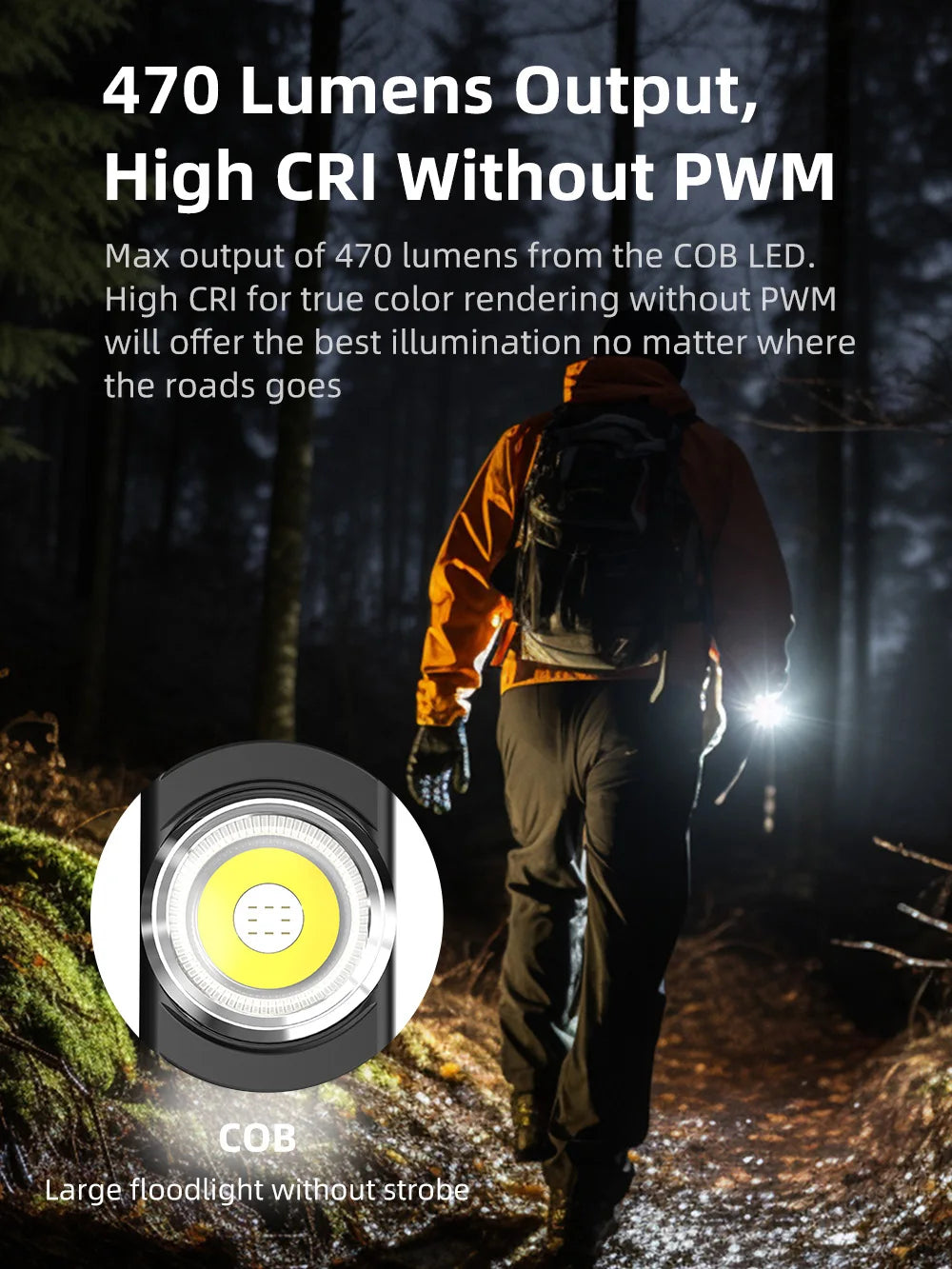 Klarus E5 COB Flashlight – Magnetic Dual Light Torch with 8 Lighting Modes, USB-C Rechargeable EDC Strobe for Emergency Use