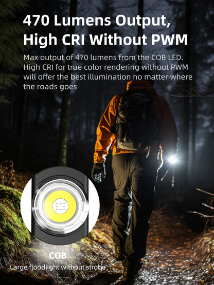 Klarus E5 COB Flashlight – Magnetic Dual Light Torch with 8 Lighting Modes, USB-C Rechargeable EDC Strobe for Emergency Use