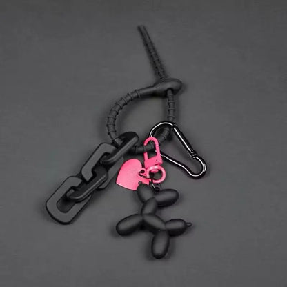 Y2K Cute Punk Black Balloon Dog Keychain – Sweet INS Style Car & Couple Key Ring Gift for Girls